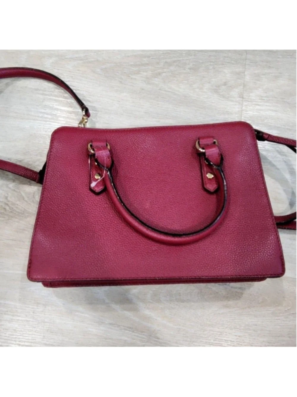 Kate Spade Satchel Bag Womens Medium Burgundy Leather Mulberry Street Crossbody
